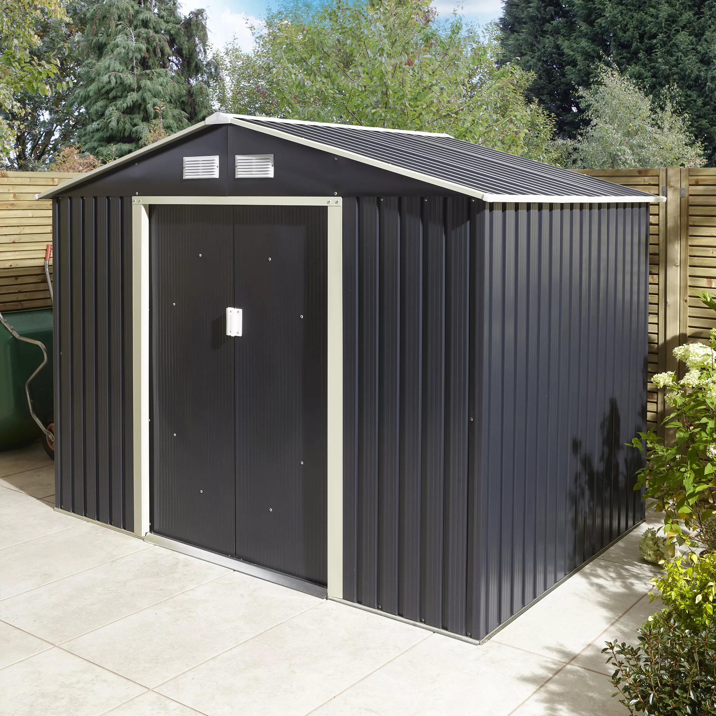 Rowlinson Trentvale 8x6 Apex Dark Grey Metal Shed 11 Rowlinson Trentvale 8x6 Apex Dark Grey Metal Shed - Image 9