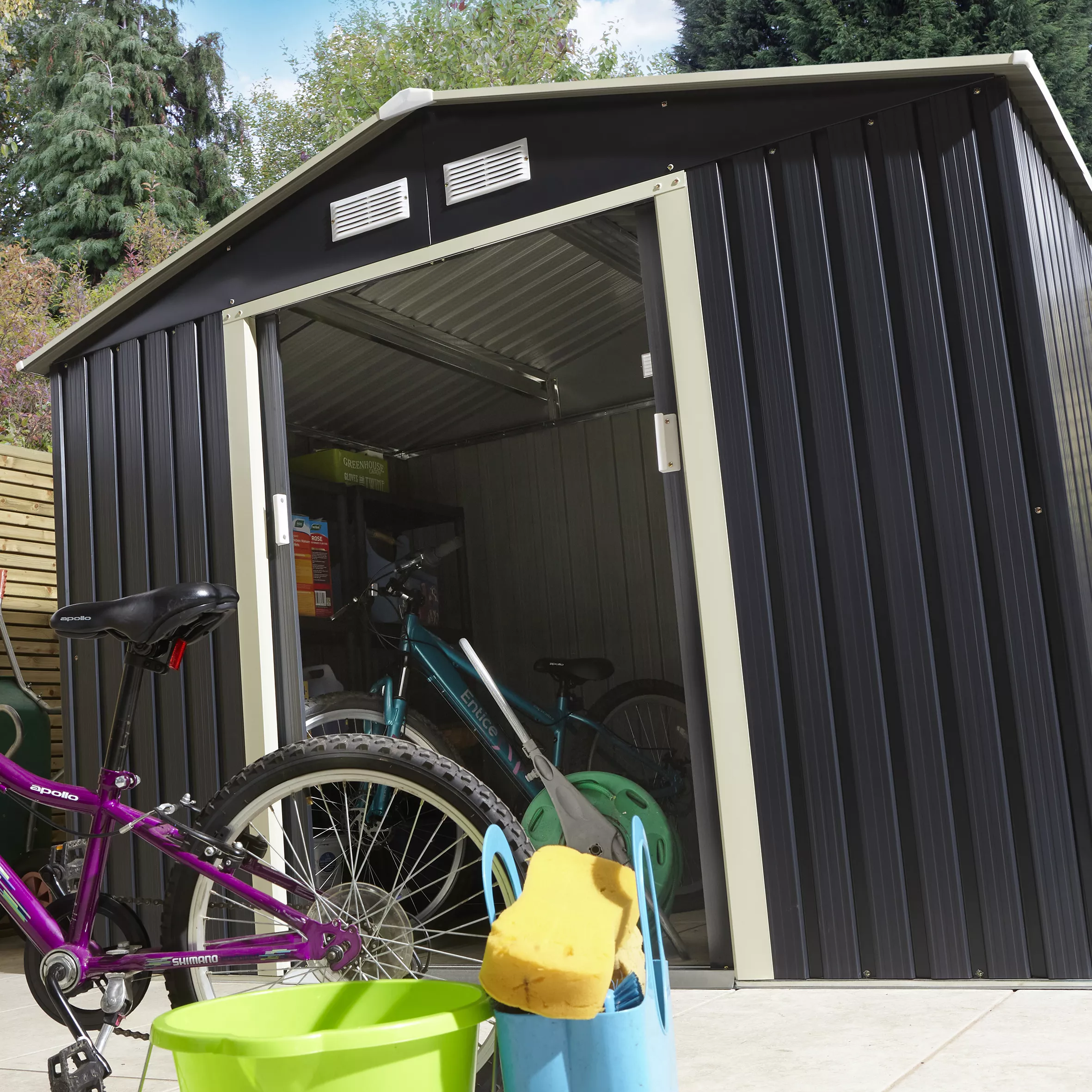 Rowlinson Trentvale 8x6 Apex Dark Grey Metal Shed 12 Rowlinson Trentvale 8x6 Apex Dark Grey Metal Shed - Image 10