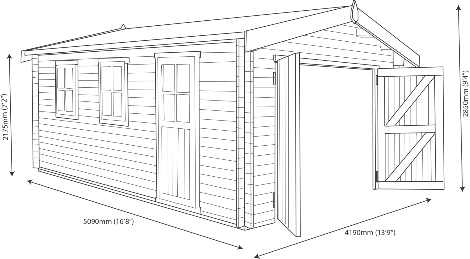Shire 17x14 Bradenham Wooden Garage 12 Shire 17x14 Bradenham Wooden Garage - Image 10