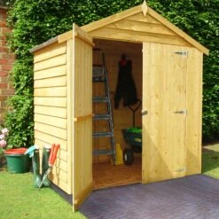 Shire 6x4 Ft Apex Overlap Wooden Shed With Floor (Base Included)