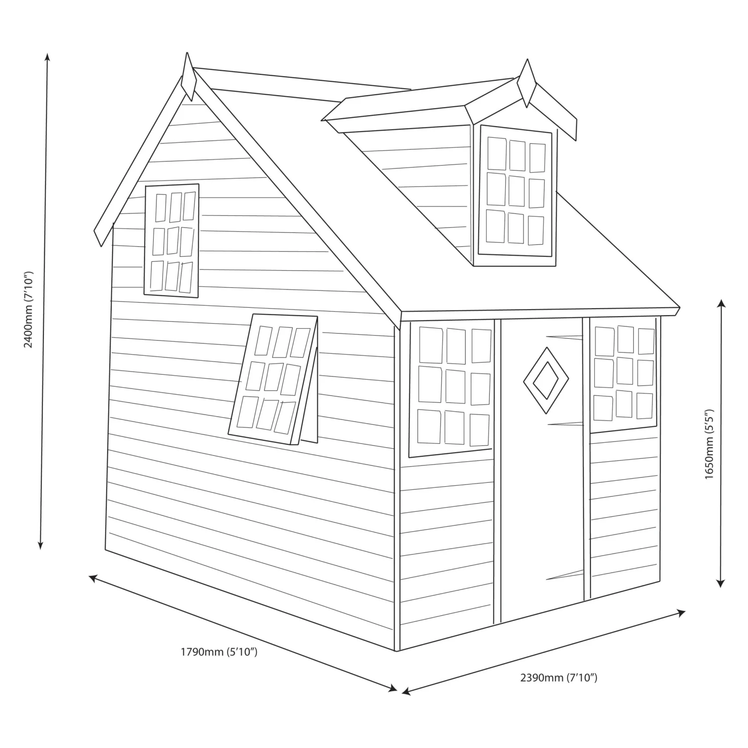 Shire 8x6 Cottage Whitewood Pine Playhouse Assembly Required 7 Shire 8x6 Cottage Whitewood Pine Playhouse Assembly Required - Image 5