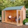 Shire Blenheim 10x8 Glass Bi-fold Door Apex Shiplap Wooden Summer House - Base Not Included -Outdoor Garden Shop shire blenheim 10x8 glass bi fold door apex shiplap wooden summer house base not included5019804225491 01i bq