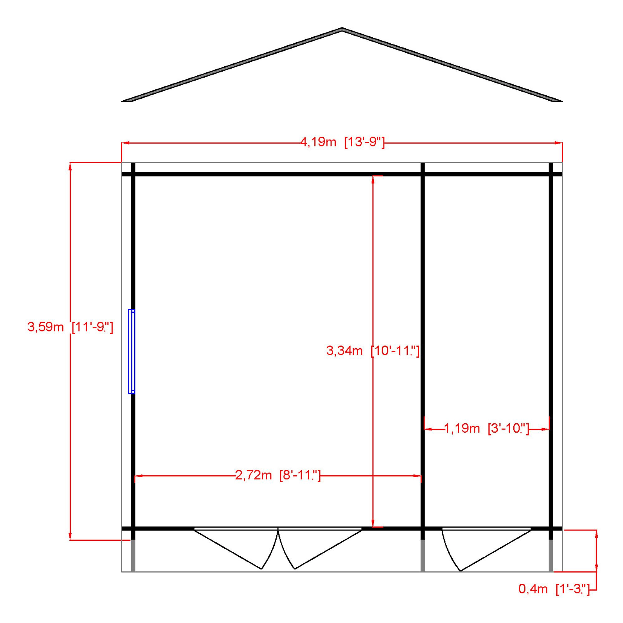Shire Bourne 12x14 Ft Toughened Glass Apex Tongue & Groove Wooden Cabin With Tile Roof 4 Shire Bourne 12x14 Ft Toughened Glass Apex Tongue & Groove Wooden Cabin With Tile Roof - Image 2