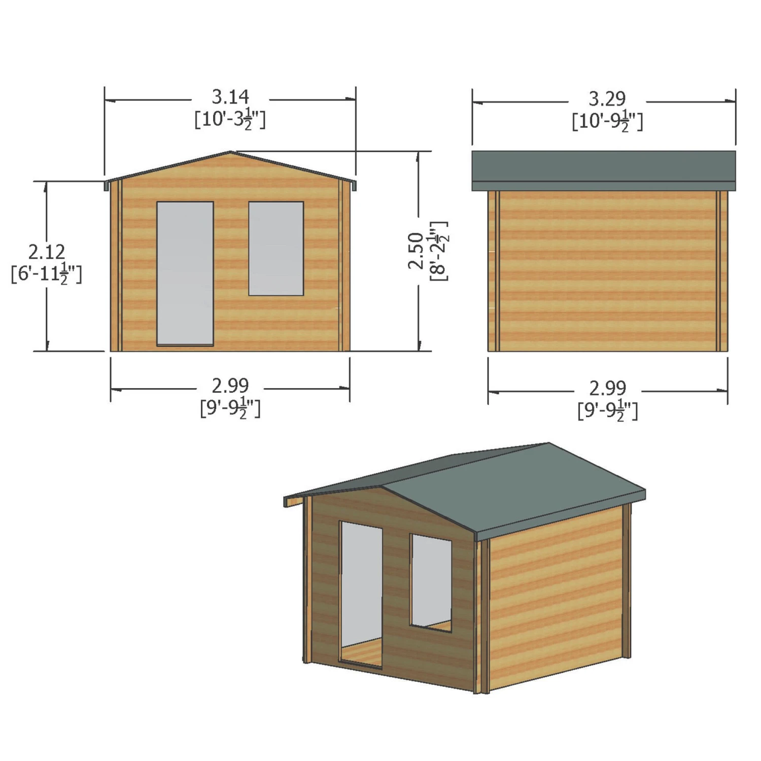 Shire Bucknells 10x10 Toughened Glass Apex Tongue & Groove Wooden Cabin - Base Not Included 4 Shire Bucknells 10x10 Toughened Glass Apex Tongue & Groove Wooden Cabin - Base Not Included - Image 2