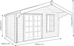 Shire Cannock 12x10 Glass Apex Tongue & Groove Wooden Cabin - Base Not Included -Outdoor Garden Shop shire cannock 12x10 glass apex tongue groove wooden cabin base not included5019804312191 03t