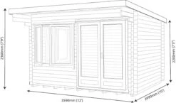 Shire Danbury 12x10 Glass Pent Tongue & Groove Wooden Cabin - Base Not Included -Outdoor Garden Shop shire danbury 12x10 glass pent tongue groove wooden cabin base not included5019804414611 03t