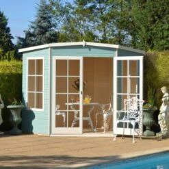 Shire Hampton 7x7 Toughened Glass Pent Shiplap Wooden Summer House - Base Not Included -Outdoor Garden Shop shire hampton 7x7 toughened glass pent shiplap wooden summer house base not included5019804111121 03i bq