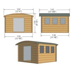 Shire Kilburn 12x12 Ft Toughened Glass Curved Tongue & Groove Wooden Cabin -Outdoor Garden Shop shire kilburn 12x12 ft toughened glass curved tongue groove wooden cabin5019804119660 02t bq