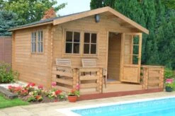 Shire Kinver 14x14 Glass Apex Tongue & Groove Wooden Cabin - Base Not Included -Outdoor Garden Shop shire kinver 14x14 glass apex tongue groove wooden cabin base not included5019804114191 03i bq