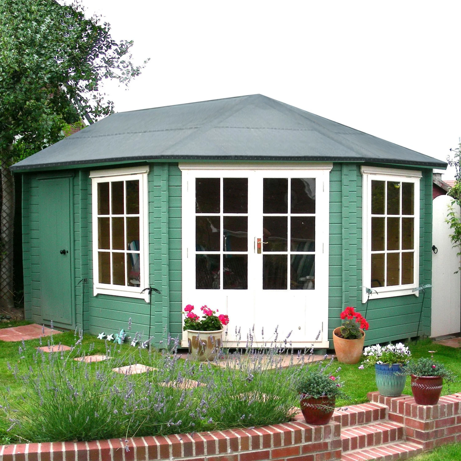 Shire Leygrove 14x10 Toughened Glass Apex Tongue & Groove Wooden Cabin - Base Not Included 5 Shire Leygrove 14x10 Toughened Glass Apex Tongue & Groove Wooden Cabin - Base Not Included - Image 3