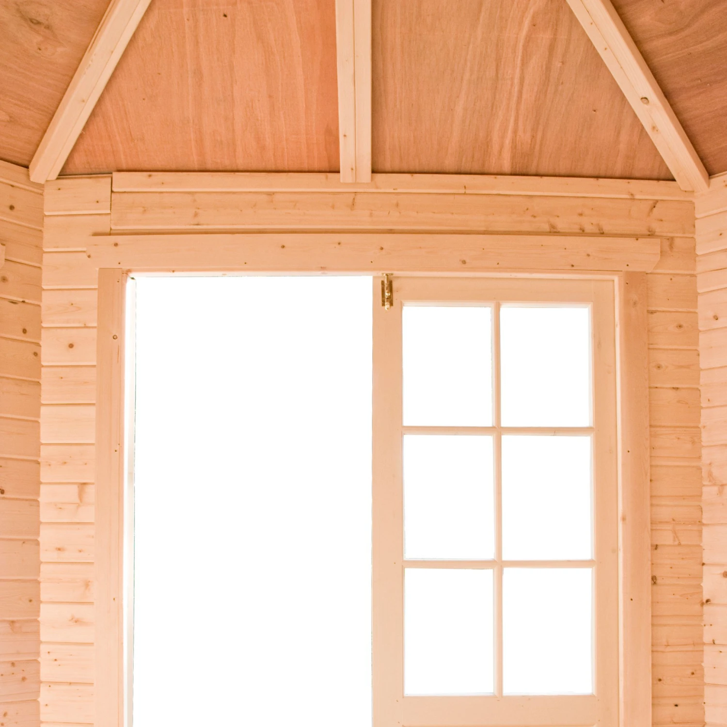 Shire Leygrove 14x10 Toughened Glass Apex Tongue & Groove Wooden Cabin - Base Not Included 7 Shire Leygrove 14x10 Toughened Glass Apex Tongue & Groove Wooden Cabin - Base Not Included - Image 5