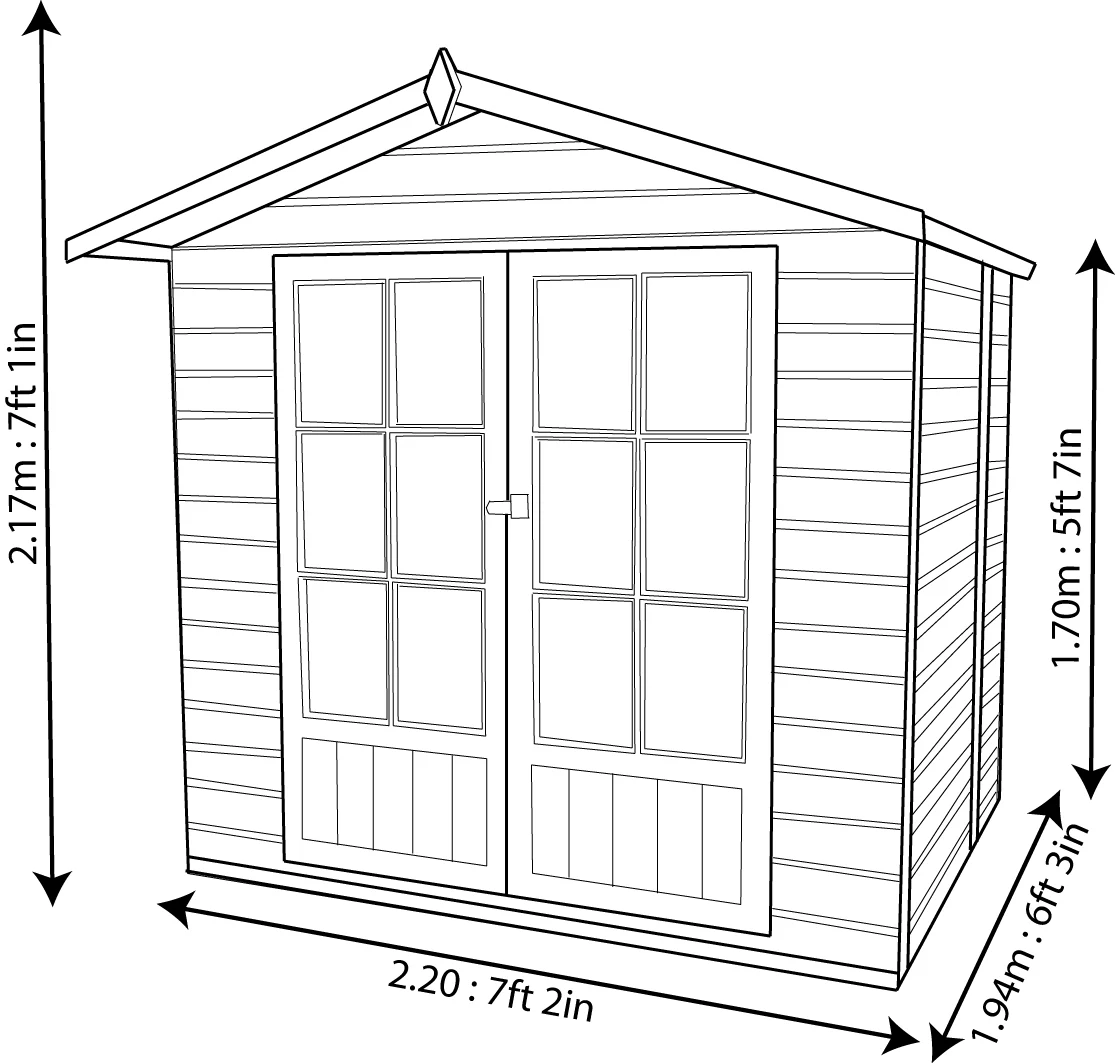 Shire Lumley 7x5 Glass Apex Shiplap Wooden Summer House - Base Included 10 Shire Lumley 7x5 Glass Apex Shiplap Wooden Summer House - Base Included - Image 8