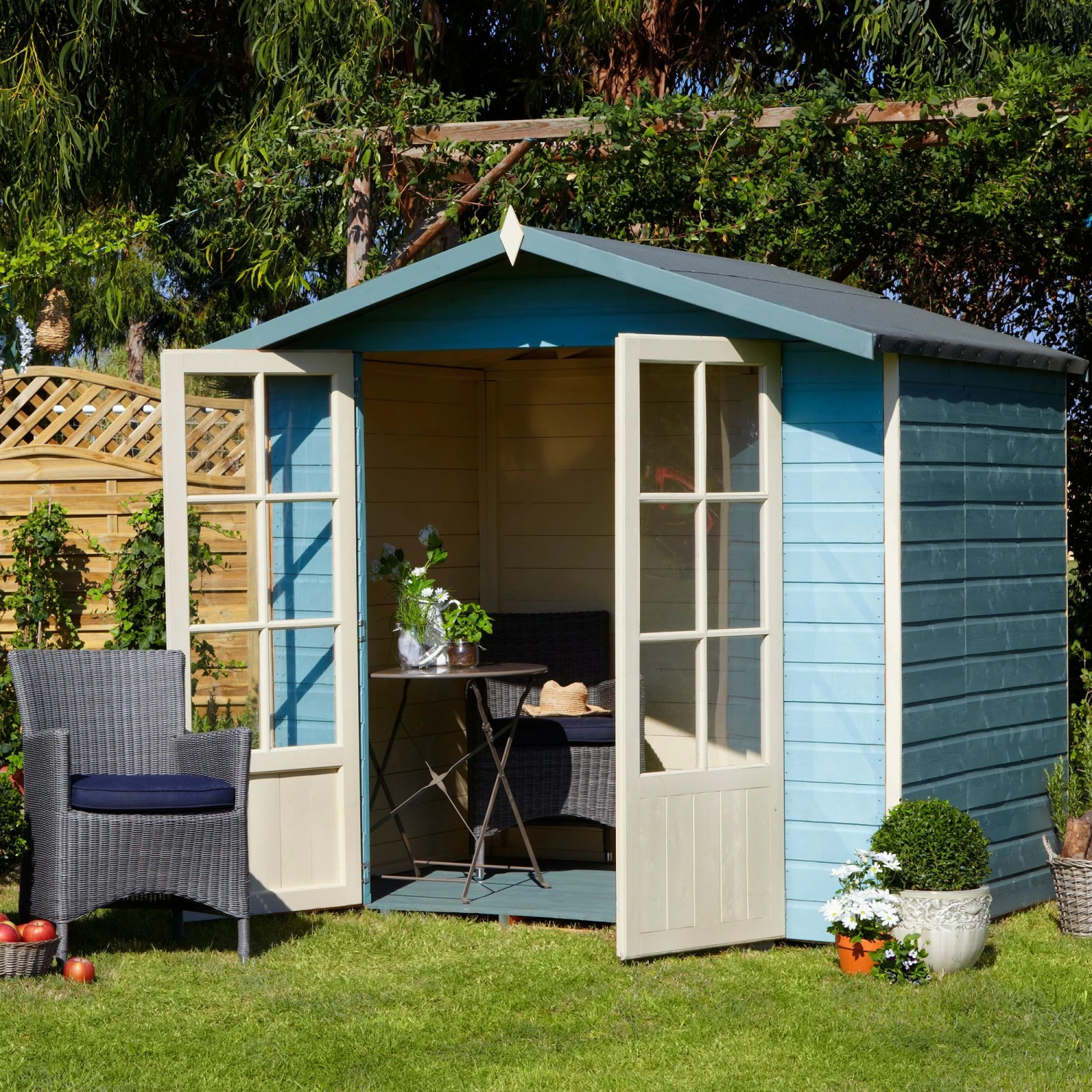 Shire Lumley 7x5 Toughened Glass Apex Shiplap Wooden Summer House - Base Not Included 9 Shire Lumley 7x5 Toughened Glass Apex Shiplap Wooden Summer House - Base Not Included - Image 7