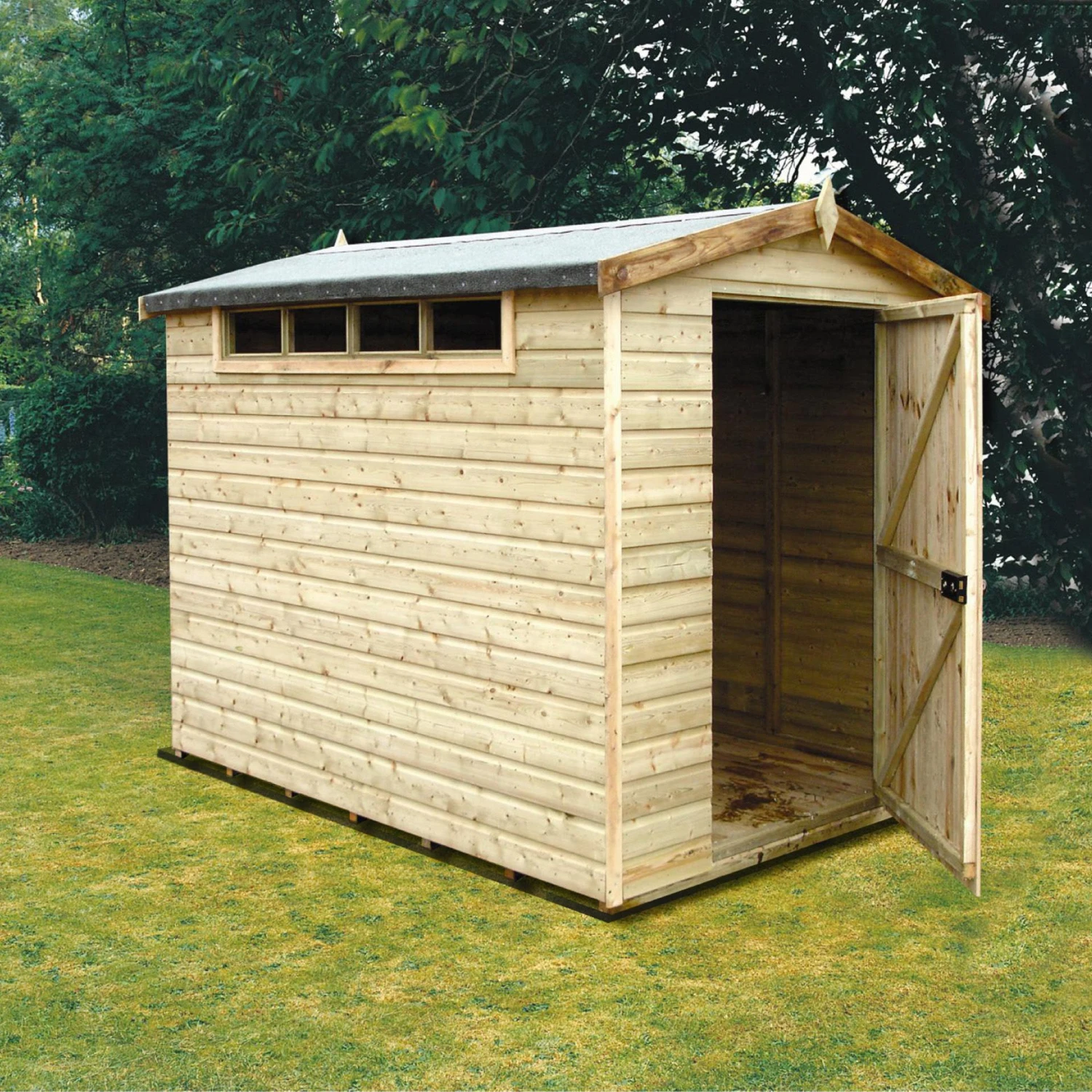 Shire Security Cabin 8x6 Ft Apex Shiplap Wooden 3 Windows Shed With Floor - Assembly Service Included 4 Shire Security Cabin 8x6 Ft Apex Shiplap Wooden 3 Windows Shed With Floor - Assembly Service Included - Image 2