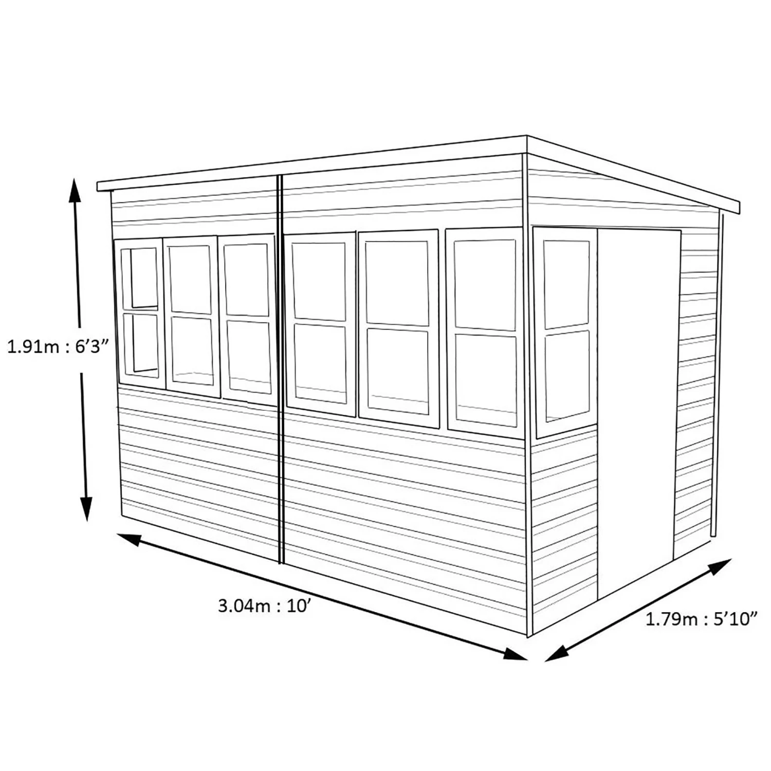 Shire Sun 10x6 Glass Pent Shiplap Wooden Summer House - Base Not Included 12 Shire Sun 10x6 Glass Pent Shiplap Wooden Summer House - Base Not Included - Image 10