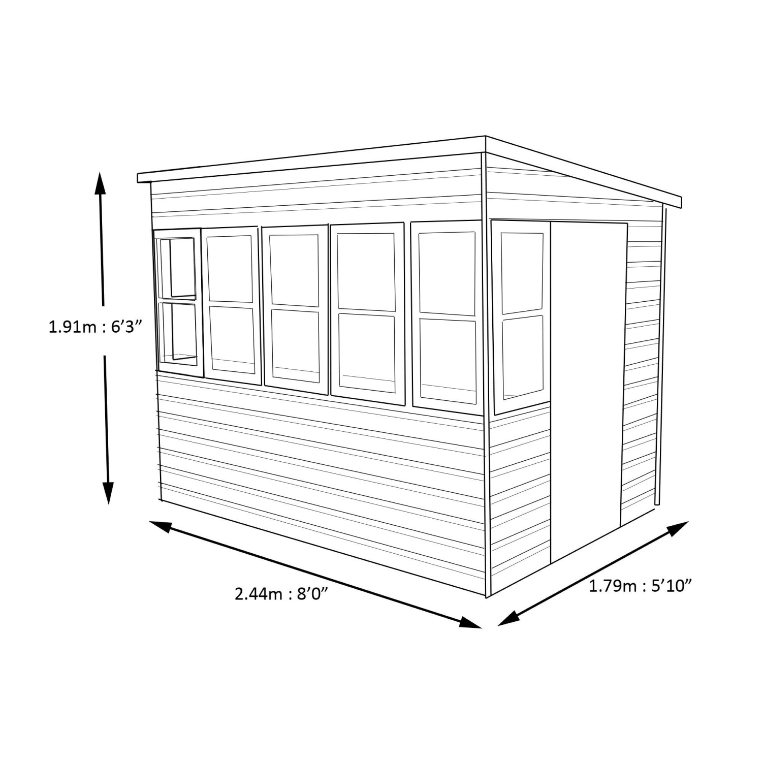 Shire Sun 8x6 Glass Pent Shiplap Wooden Summer House - Base Not Included 11 Shire Sun 8x6 Glass Pent Shiplap Wooden Summer House - Base Not Included - Image 9