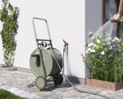 Verve Freestanding Empty Hose Cart With Wheels -Outdoor Garden Shop verve freestanding empty hose cart with wheels5059340250939 02i