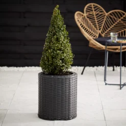 Verve Iraklia Grey Polyethylene (PE) Round Plant Pot (Dia)35cm -Outdoor Garden Shop verve iraklia grey polyethylene pe round plant pot dia 35cm5059340327501 01i